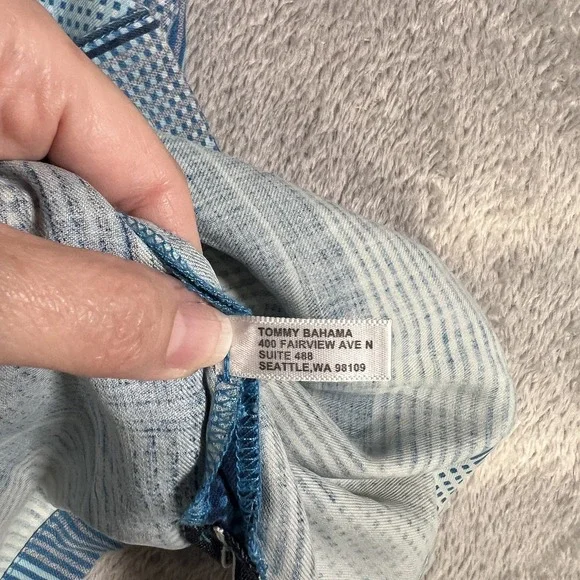 Tommy Bahama Shirt Mens Large Blue 100% Silk Geometric Button Up Original Fit - Picture 6 of 10